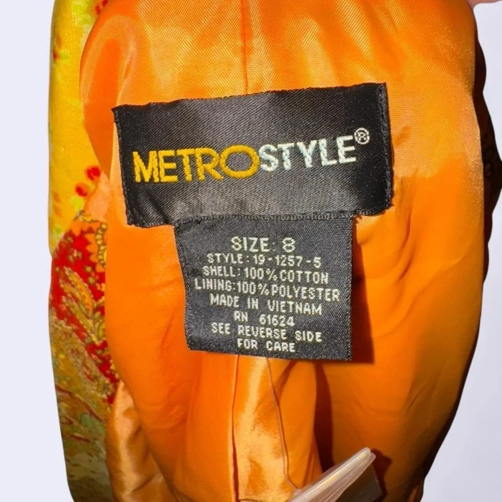 Metrostyle 2 Piece Set Floral Blazer Pants 70s Inspired Suit Size 8